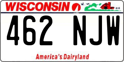 WI license plate 462NJW