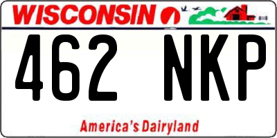 WI license plate 462NKP