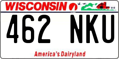 WI license plate 462NKU