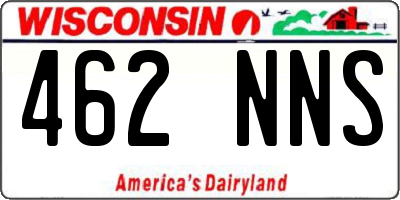 WI license plate 462NNS