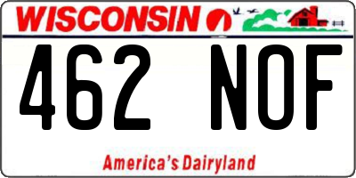 WI license plate 462NOF