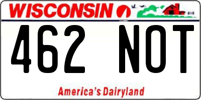 WI license plate 462NOT
