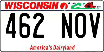 WI license plate 462NOV