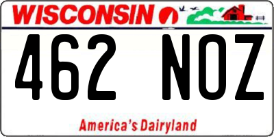 WI license plate 462NOZ