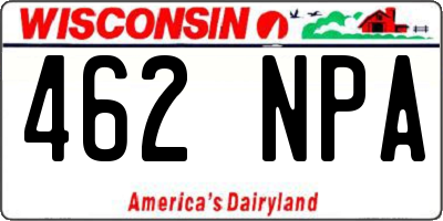 WI license plate 462NPA