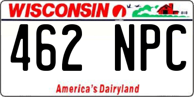WI license plate 462NPC