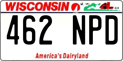 WI license plate 462NPD