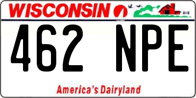 WI license plate 462NPE
