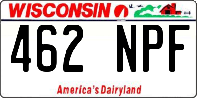 WI license plate 462NPF