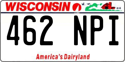 WI license plate 462NPI
