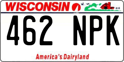 WI license plate 462NPK