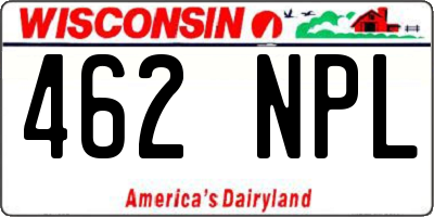 WI license plate 462NPL