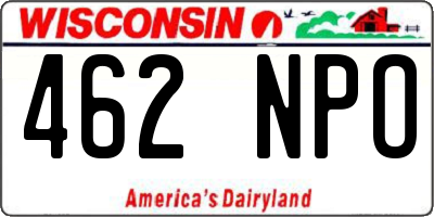WI license plate 462NPO