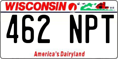 WI license plate 462NPT