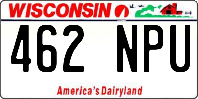 WI license plate 462NPU