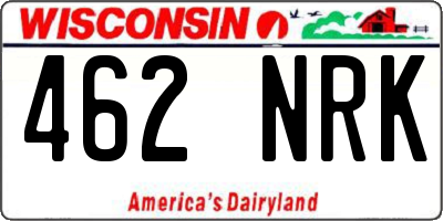 WI license plate 462NRK