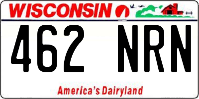 WI license plate 462NRN
