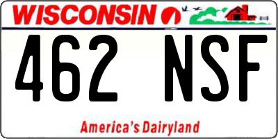 WI license plate 462NSF