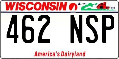 WI license plate 462NSP