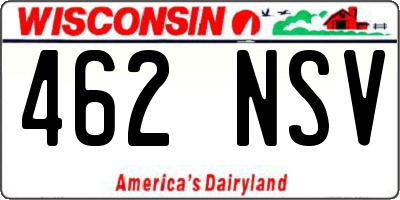 WI license plate 462NSV