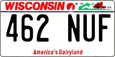 WI license plate 462NUF