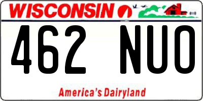 WI license plate 462NUO