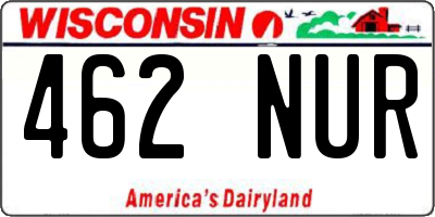 WI license plate 462NUR