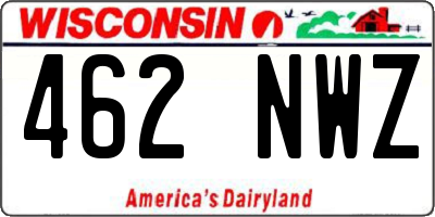 WI license plate 462NWZ