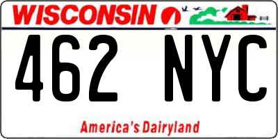 WI license plate 462NYC