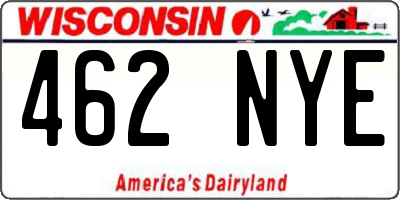 WI license plate 462NYE