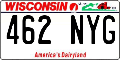 WI license plate 462NYG