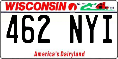 WI license plate 462NYI