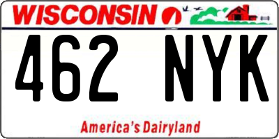 WI license plate 462NYK