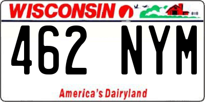 WI license plate 462NYM