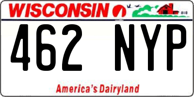 WI license plate 462NYP
