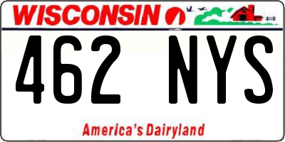 WI license plate 462NYS