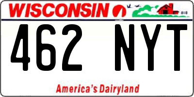 WI license plate 462NYT