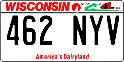 WI license plate 462NYV