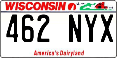 WI license plate 462NYX