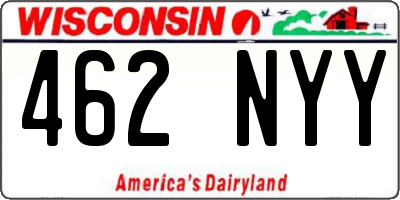WI license plate 462NYY