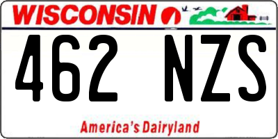 WI license plate 462NZS