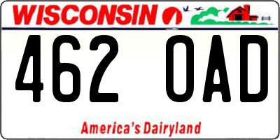 WI license plate 462OAD
