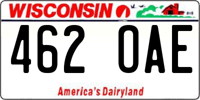 WI license plate 462OAE