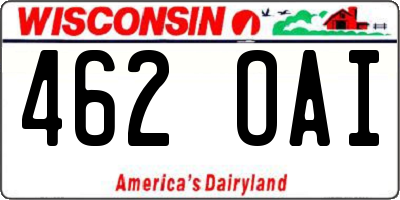 WI license plate 462OAI