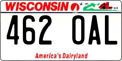WI license plate 462OAL