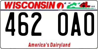 WI license plate 462OAO
