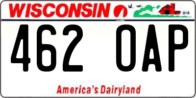 WI license plate 462OAP