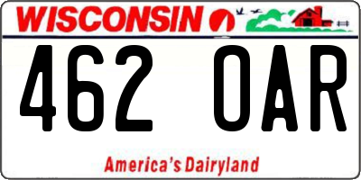 WI license plate 462OAR