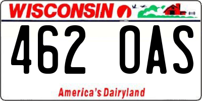 WI license plate 462OAS