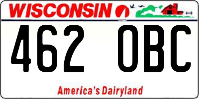 WI license plate 462OBC